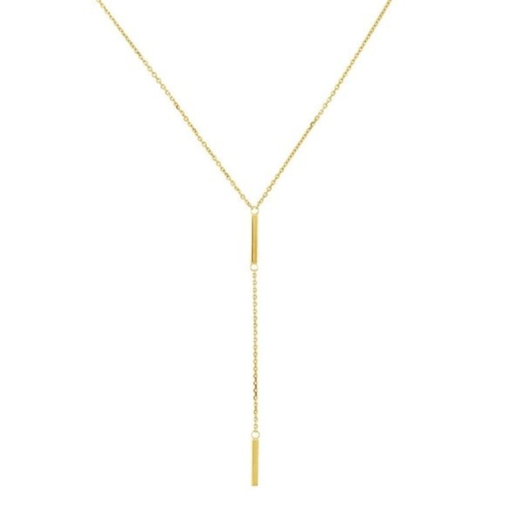 18K Gold Plated Double Bar Lariat Necklace